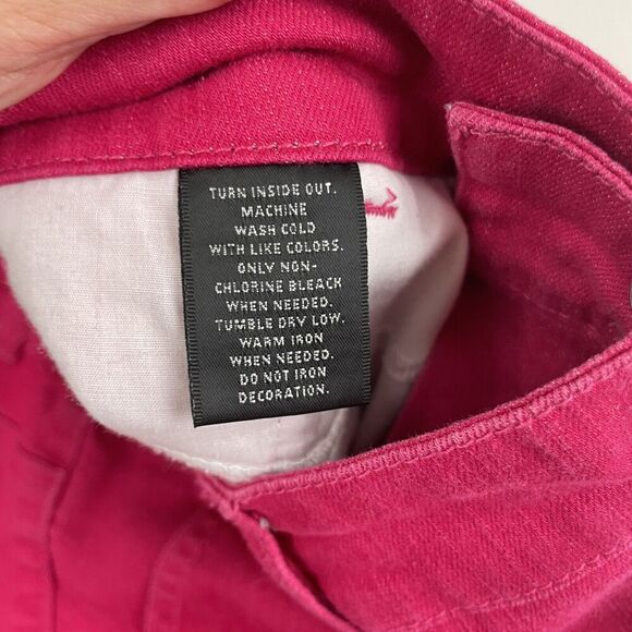 Style & Co. Dark Pink Denim Capri Pants Sz 8 Cotton Blend Stretch Studded Pocket - Picture 6 of 7